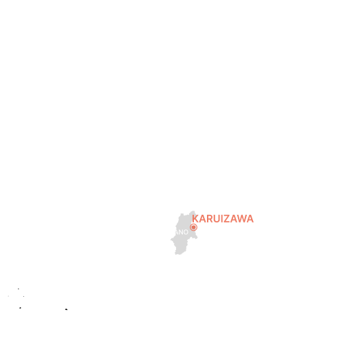 Outline map of Japan highlighting Karuizawa region